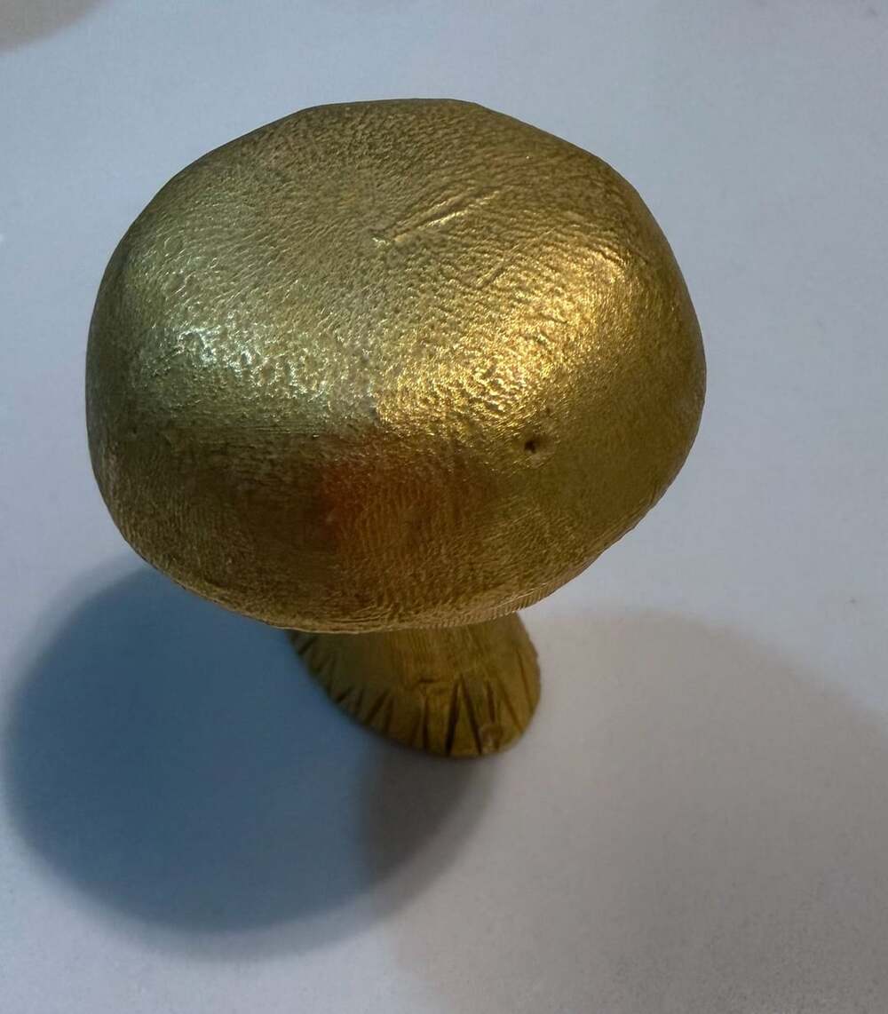 Vintage Textured Gold-Tone Metal Mushroom Trinket Box